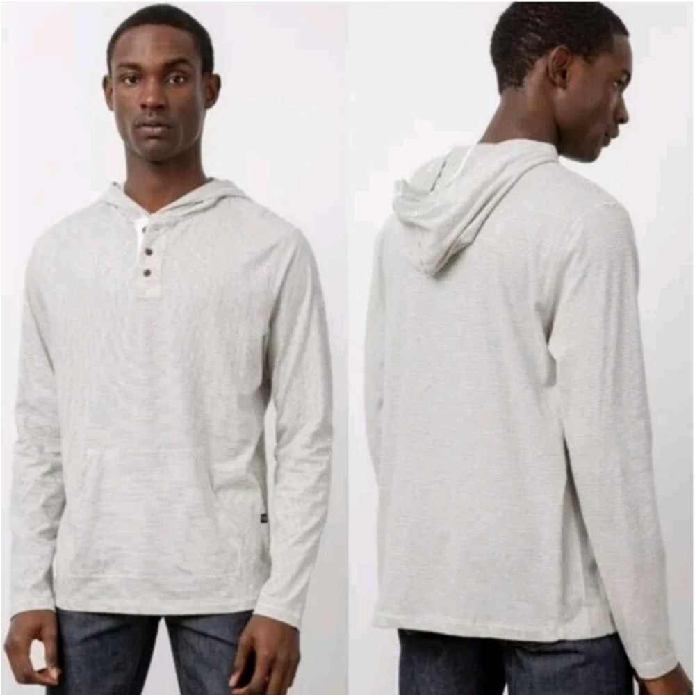 Rails Men's XL 'Weston' Hooded Jersey Knit Pullover Cream/Navy Stripe